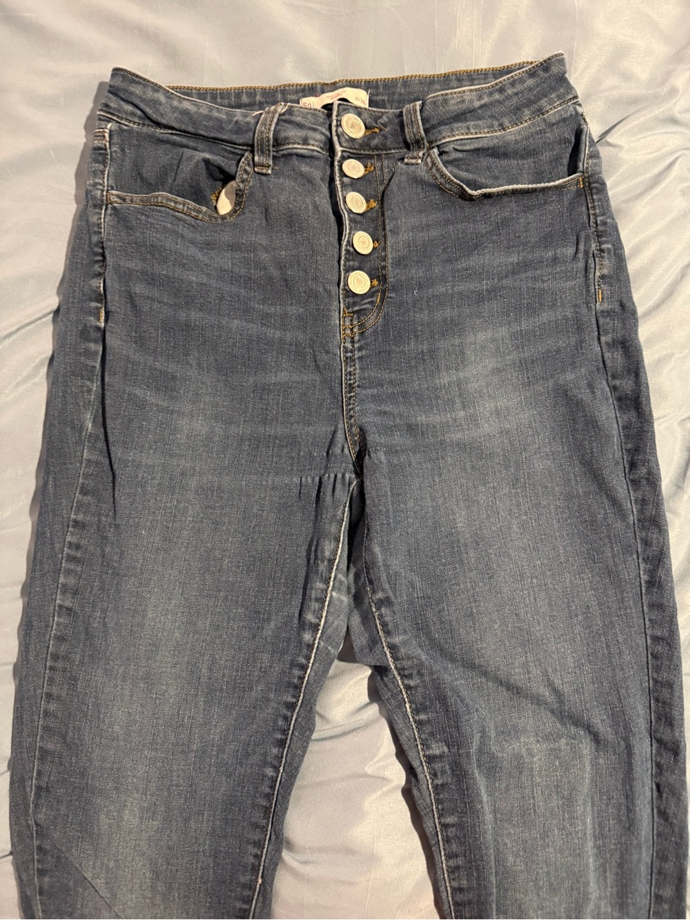 SO High-Rise Button-Fly Dark Blue Jeans